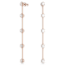 Cercei cu drop Constella, Tăietură rotundă, Albi, Placat cu nuanță roz-aurie - Swarovski, 5661463