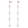 Cercei cu drop Constella, Tăietură rotundă, Albi, Placat cu nuanță roz-aurie - Swarovski, 5661463