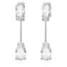 Mesmera bar earrings, Mixed cuts, White, Rhodium plated - Swarovski, 5661682