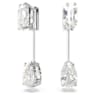 Mesmera bar earrings, Mixed cuts, White, Rhodium plated - Swarovski, 5661682