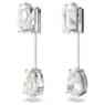 Mesmera bar earrings, Mixed cuts, White, Rhodium plated - Swarovski, 5661682