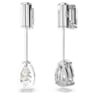 Mesmera bar earrings, Mixed cuts, White, Rhodium plated - Swarovski, 5661682