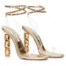 AQUAZZURA Aura sandal, Soft gold tone - Swarovski, 5661901