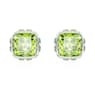Birthstone stud earrings, Square cut, August, Green, Rhodium plated - Swarovski, 5661958
