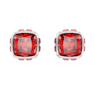 Birthstone 耳釘, 方形切割, 七月, 紅色, 鍍白金色 - Swarovski, 5661959