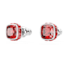 Birthstone 耳釘, 方形切割, 七月, 紅色, 鍍白金色 - Swarovski, 5661959