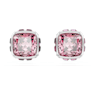 Birthstone stud earrings, Square cut, October, Pink, Rhodium plated - Swarovski, 5661960