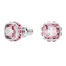 Σκουλαρίκια με καραφάκι Birthstone, Τετράγωνη κοπή, Οκτώβριος, Ροζ, Επιμετάλλωση ροδίου - Swarovski, 5661960