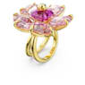 Idyllia cocktail ring, Flower, Pink, Gold-tone plated - Swarovski, 5662057