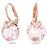 Bella V drop earrings, Round cut, Pink, Rose gold-tone plated - Swarovski, 5662114