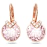 Bella V drop earrings, Round cut, Pink, Rose gold-tone plated - Swarovski, 5662114