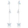 Idyllia Lilia drop earrings, Butterfly, Blue, Rhodium plated - Swarovski, 5662182