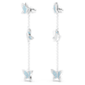 Idyllia Lilia drop earrings, Butterfly, Blue, Rhodium plated - Swarovski, 5662182