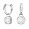 Stilla drop earrings, Square cut, White, Rhodium plated - Swarovski, 5662919