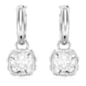 Stilla drop earrings, Square cut, White, Rhodium plated - Swarovski, 5662919