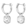 Stilla drop earrings, Square cut, White, Rhodium plated - Swarovski, 5662919