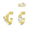 Imber hoop earrings with ear cuff, Set (3), Pear cut, White, Gold-tone plated - Swarovski, 5663262