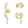 Dextera ear cuff, Set (3), Mixed cuts, White, Gold-tone plated - Swarovski, 5663334