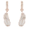 Nice 드롭 이어링, 깃털, 화이트, 로즈골드 톤 플래팅 - Swarovski, 5663486