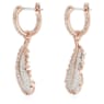 Nice 드롭 이어링, 깃털, 화이트, 로즈골드 톤 플래팅 - Swarovski, 5663486