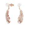 Nice drop earrings, Crystal pearl, Mixed cuts, Feather, White, Rose gold-tone plated - Swarovski, 5663487