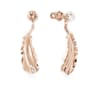 Nice drop earrings, Crystal pearl, Mixed cuts, Feather, White, Rose gold-tone plated - Swarovski, 5663487