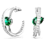 Hyperbola hoop earrings, Mixed cuts, Green, Rhodium plated - Swarovski, 5665334