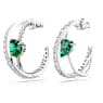 Hyperbola hoop earrings, Mixed cuts, Green, Rhodium plated - Swarovski, 5665334