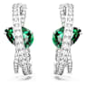 Hyperbola hoop earrings, Mixed cuts, Green, Rhodium plated - Swarovski, 5665334