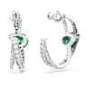 Hyperbola hoop earrings, Mixed cuts, Green, Rhodium plated - Swarovski, 5665334