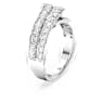 Bague cocktail Hyperbola, Tailles variées, Deux bandes, Blanche, Métal rhodié - Swarovski, 5665347