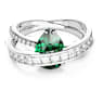 Hyperbola 个性戒指, 混合切割, 双条带纹, 绿色, 镀铑 - Swarovski, 5665366