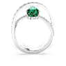 Bague cocktail Hyperbola, Tailles variées, Deux bandes, Verte, Métal rhodié - Swarovski, 5665366