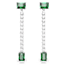 Matrix drop earrings, Mixed cuts, Green, Rhodium plated - Swarovski, 5665786