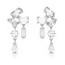 Mesmera drop earrings, Mixed cuts, White, Rhodium plated - Swarovski, 5665825