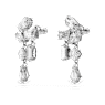 Mesmera drop earrings, Mixed cuts, White, Rhodium plated - Swarovski, 5665825