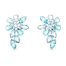 Gema drop earrings, Mixed cuts, Flower, Blue, Rhodium plated - Swarovski, 5666016