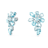 Gema drop earrings, Mixed cuts, Flower, Blue, Rhodium plated - Swarovski, 5666016