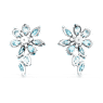 Gema drop earrings, Mixed cuts, Flower, Blue, Rhodium plated - Swarovski, 5666016