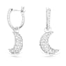 Pendants d'oreilles Luna, Lune, Blanches, Métal rhodié - Swarovski, 5666157