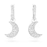 Pendants d'oreilles Luna, Lune, Blanches, Métal rhodié - Swarovski, 5666157