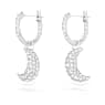 Pendants d'oreilles Luna, Lune, Blanches, Métal rhodié - Swarovski, 5666157