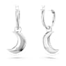Luna drop earrings, Moon, White, Rhodium plated - Swarovski, 5666157