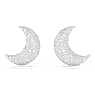 Luna clip earrings, Moon, White, Rhodium plated - Swarovski, 5666158