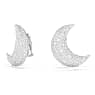 Luna clip earrings, Moon, White, Rhodium plated - Swarovski, 5666158