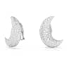 Luna clip earrings, Moon, White, Rhodium plated - Swarovski, 5666158