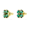 Idyllia ต่างหูเม็ดเดี่ยว, ใบโคลเวอร์, เขียว, เคลือบโทนสีทอง - Swarovski, 5666236