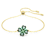 Idyllia bracelet, Mixed cuts, Clover, Green, Gold-tone plated - Swarovski, 5666585