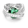 Hyperbola cocktail ring, Mixed cuts, Four bands, Green, Rhodium plated - Swarovski, 5666956