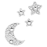 Body jewel, Set (4), Moon and star, White - Swarovski, 5668448